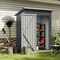 Grey Galvanized Metal Outdoor Storage Shed with Lockable Door, Vents, and Roof